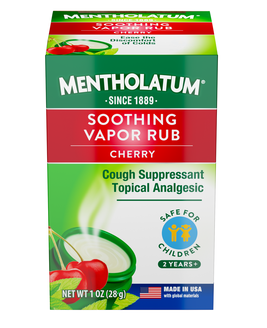 Mentholatum Soothing Vapor Rub, Cherry Scent, Cough Suppressant 1 oz