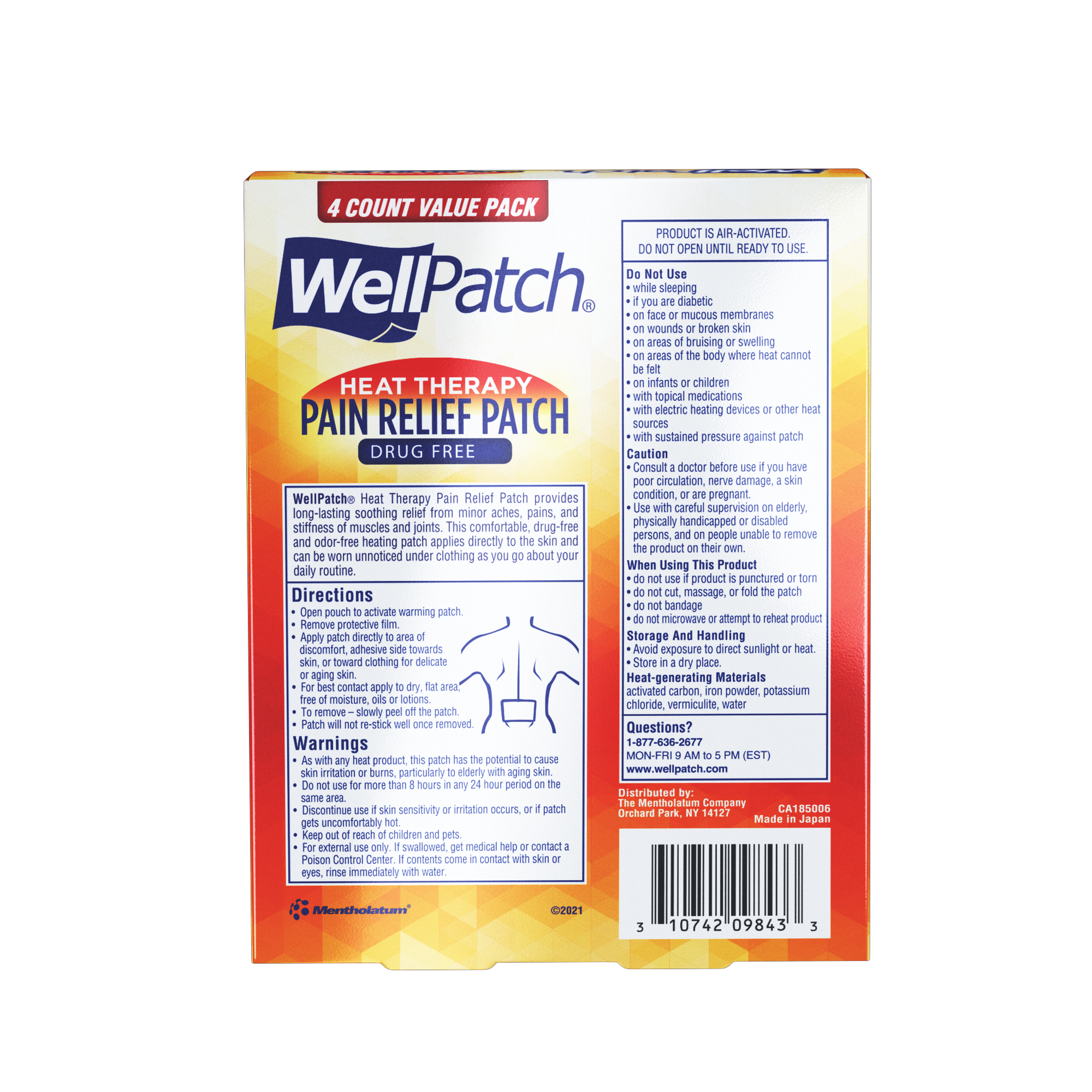 Wellpatch Warming Pain Relief Pads, 4 Count (Pack of 2): Buy